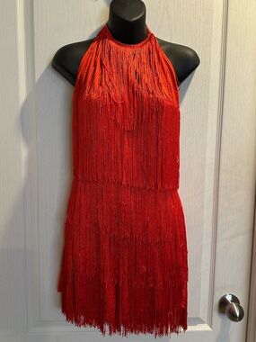 Red Fringe Halter Romper
